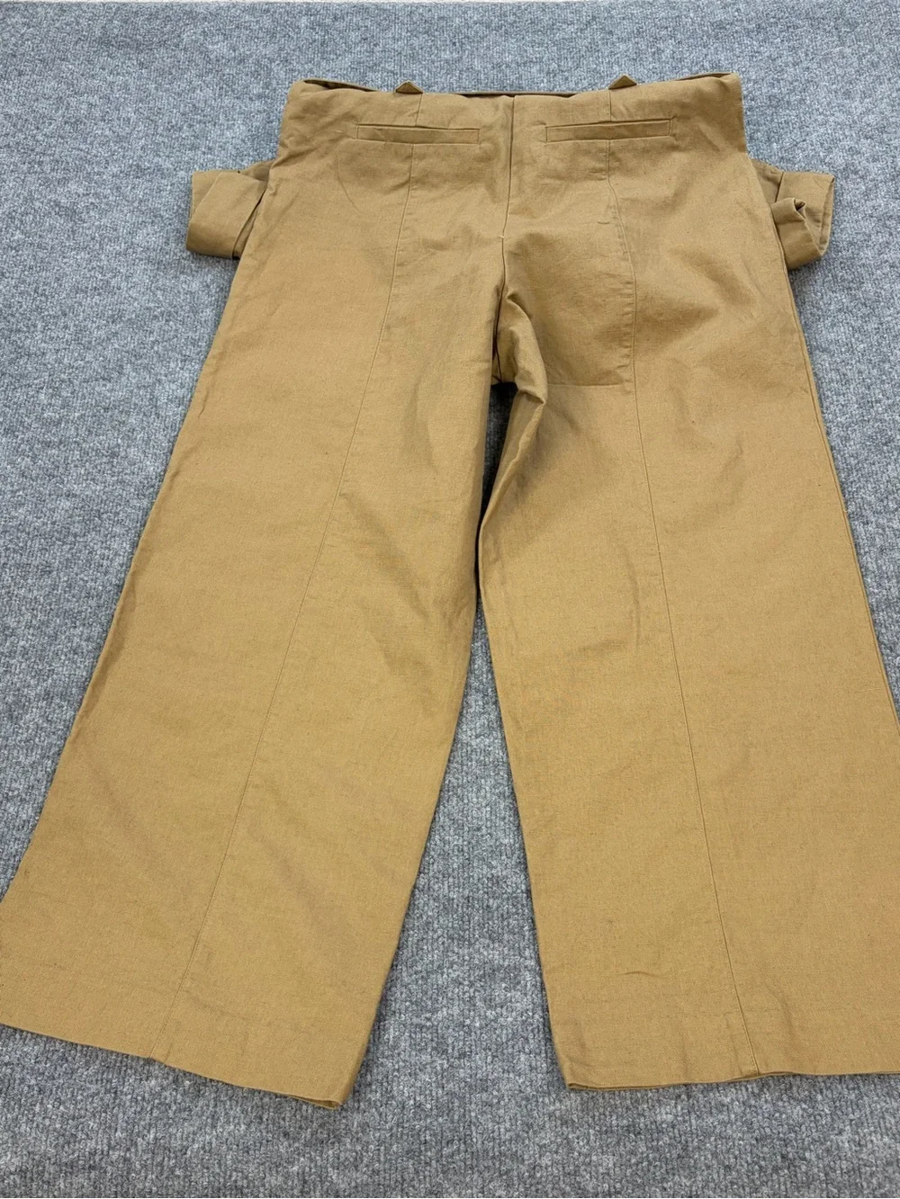 Banana Republic Linen Cotton Utility Jumpsuit Women 4 Tan Belted Wide Leg Safari